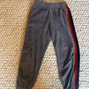 Aviator Nation Gray Sweatpants with Rainbow Stripes